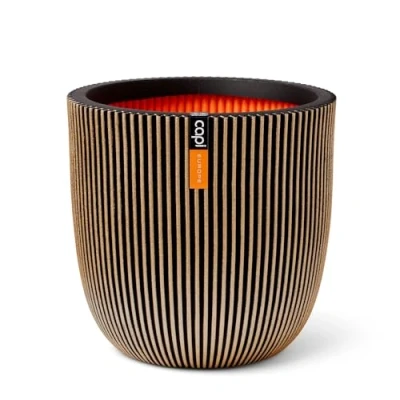 Afbeelding van Capi Europe Bloempot bol Groove NL 54x52 Goud Opening Ø46 voor binnen en buiten Levenslang garantie Breukbestendig 100% Recyclebaar CO2 Neutraal geproduceerd KGVGB935
