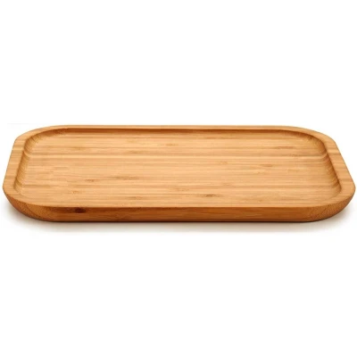 Afbeelding van Voedsel/hapjes platte serveerplank van bamboe 25 x 18 cm met opstaande rand