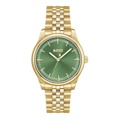 Afbeelding van BOSS Graceful Horloge goldcoloured/green, Dames, Maat: One Size, Gold coloured/green