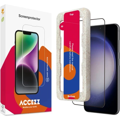 Afbeelding van Accezz screenprotector Geschikt voor Samsung Galaxy S23 / S22 Gehard glas Full Cover met bio applicator