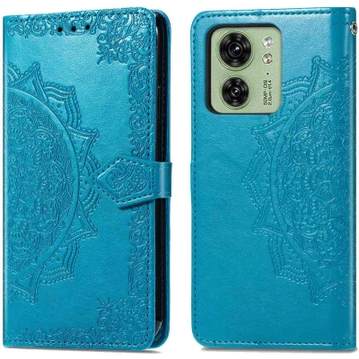 Afbeelding van iMoshion Hoesje Geschikt voor Motorola Edge 40 Met Pasjeshouder Mandala Bookcase Turquoise