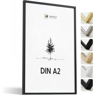 Afbeelding van Heimlich® 1 x DIN A2 fotolijst 42 60 cm hout zwart verpakking posterlijst 59,4 kleine collage echt houten lijst