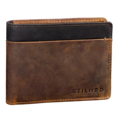 Afbeelding van STILORD &#039;Sterling&#039; RFID leren herenportemonnee van leer voor heren, NFC, hoogwaardige Portemonnee echt leer, Medium bruin,