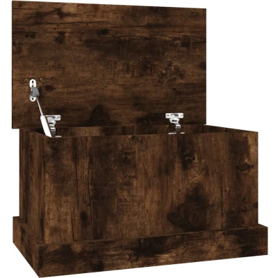 Afbeelding van Opbergbox 50x30x28 cm bewerkt hout gerookt eikenkleurig