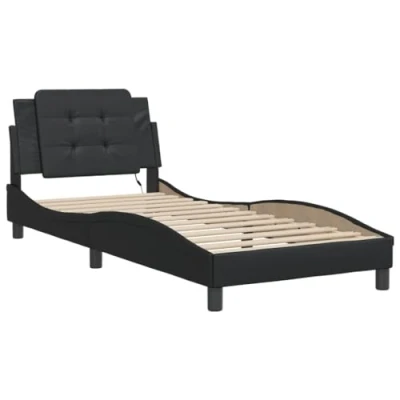 Afbeelding van vidaXL Bedframe met LED verlichting kunstleer zwart 90x200 cm