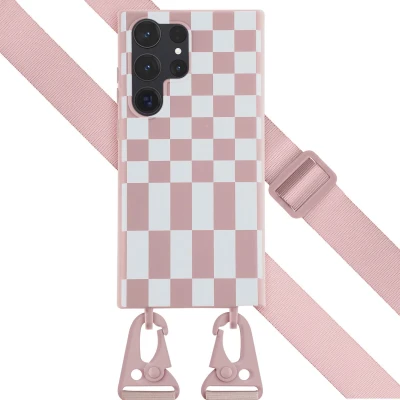 Afbeelding van Selencia hoesje Geschikt voor Samsung Galaxy S23 Ultra met koord Siliconen afneembaar roze