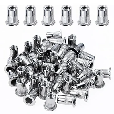 Afbeelding van Gueenky 200 stuks klinknagelmoeren met platte kop, M3 roestvrijstalen inzetstukken, assortiment schroefdraadinzetstukken voor mentale kunststof (7 mm x 9 mm)