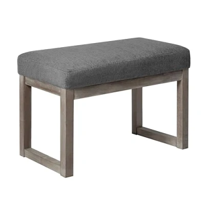 Afbeelding van CangLong Ottoman Rechthoekige kruk, 70 cm, comfortabel, bank van hout, bekleed met stof, voor woonkamer, slaapkamer en buiten, grijs, schuim, 1 stuk