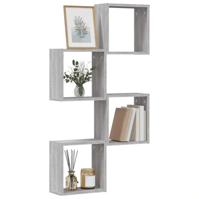 Afbeelding van vidaXL Wandkubusplanken 4 st 30x15x30 cm grijs sonoma
