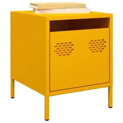Afbeelding van Nachtkastjes 2 st 35x39x43,5 cm staal mosterdgeel