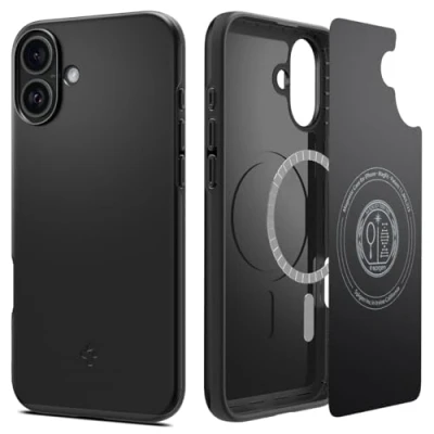 Afbeelding van Spigen Thin Fit MagFit Hoesje Geschikt voor Apple iPhone 16 Back Cover Compatibel met MagSafe Zwart