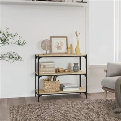Afbeelding van vidaXL Boekenkast 80x33x70,5 cm hout en staal sonoma eikenkleur