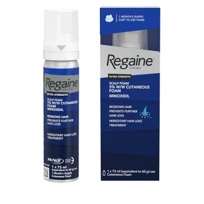 Afbeelding van Regaine Extra sterk hoofdhuidschuim voor mannen (1 x 73 ml), behandeling haargroei bij met 5% minoxidil, huidschuim mannelijke haaruitval