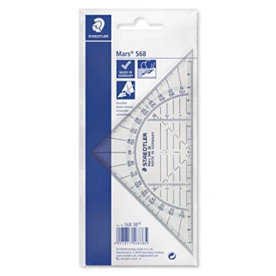 Image de STAEDTLER 568 38 Mars Équerre géométrique, 16 cm, incassable, dans un sac en plastique imprimé suspendu