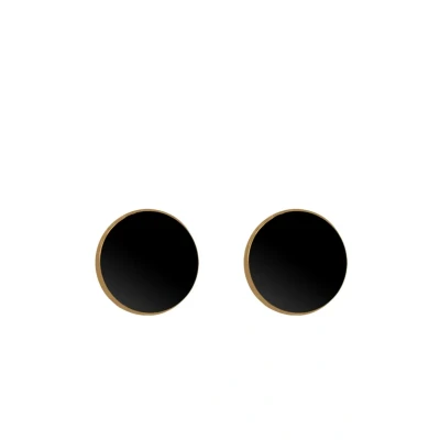 Afbeelding van Elli Basic Plates Oorbellen goldcoloured/black, Dames, Maat: One Size, Gold coloured/black