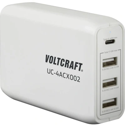 Afbeelding van VOLTCRAFT UC 4ACX002 USB oplader 62 W Thuis Uitgangsstroom (max.) 3400 mA Aantal uitgangen: 4 x USB, C bus (Power Delivery)