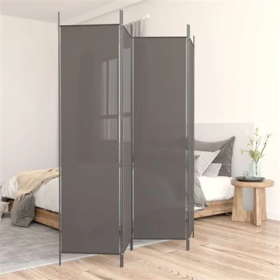 Afbeelding van Kamerscherm met 4 panelen 698x180 cm stof antracietkleurig