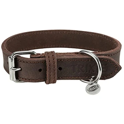 Afbeelding van Trixie Halsband Hond Rustic Vetleer Donkerbruin 34 40X2,5 CM (402860)