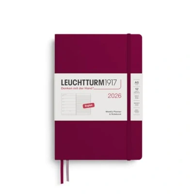 Afbeelding van Leuchtturm1917 Agenda 2026 A5 Weekly Planner &amp; Notebook hardcover Port Red 15x21cm