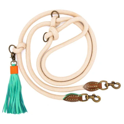 Afbeelding van DWAM Dog with a Mission Hondenriem Riem voor honden Beige Polyester/Leer S 220 x 1 cm Extra Lange Sand