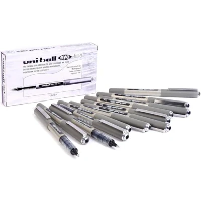 Afbeelding van Uni Ball UB 157 Eye Fine Balpen, Super Inkt, Zwart, 0,7 mm Punt, 12 Stuks
