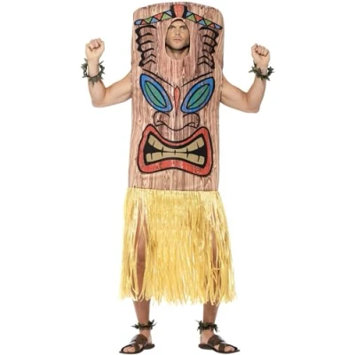Afbeelding van Smiffy&#039;s Totempaal Kostuum Man Geel, Bruin One Size Carnavalskleding Verkleedkleding