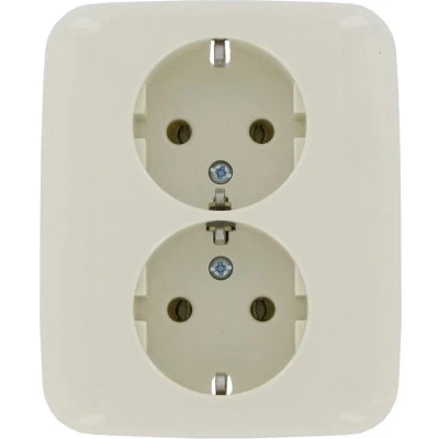 Afbeelding van BJ SI Reflex wandcontactdoos 2 voudig RA creme