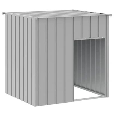 Afbeelding van vidaXL Hondenhok met dak 110x103x109 cm gegalvaniseerd staal grijs