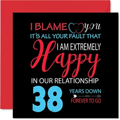 Afbeelding van Grappige kaart voor 38e trouwdag echtgenoot en vrouwen, Your Fault I&#039;m Extreme Happy verjaardagskaart partner, 145 mm x de 30e verjaardag