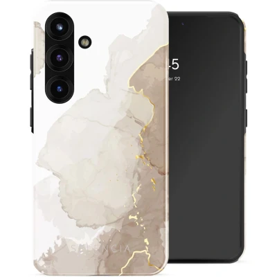 Afbeelding van Selencia Hoesje Geschikt voor Samsung Galaxy S25 Vivid Backcover Marble Light Brown