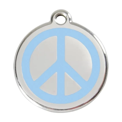 Afbeelding van Peace Light Blue roestvrijstalen hondenpenning large/groot dia. 3,8 cm RedDingo