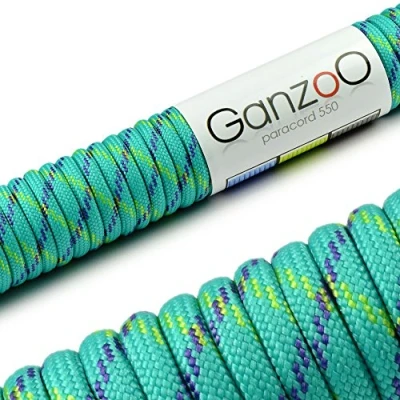 Afbeelding van Ganzoo Paracord 550 touw voor armband, riem, halsketting, nylon/polyester touw, 30 m, turquoise