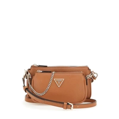 Afbeelding van GUESS Noelle Dbl Pouch Crossbody Bag Dames, Lichte cognac