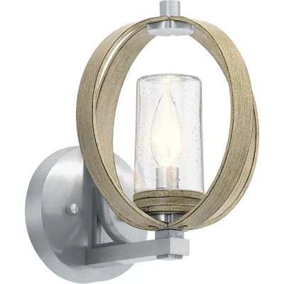 Afbeelding van Kichler LED Wand Buitenlamp Grand Bank 1X E14 Max 40W IP44 Dimbaar Distressed Antique Grey &amp; Brushed Aluminium