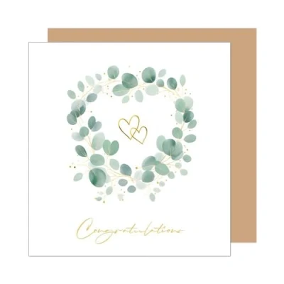 Afbeelding van Edition Seidel HQ103 SW025 Premium vierkante wenskaart met envelop Just Married Mr. &amp; Mrs. Eucalyptus tak
