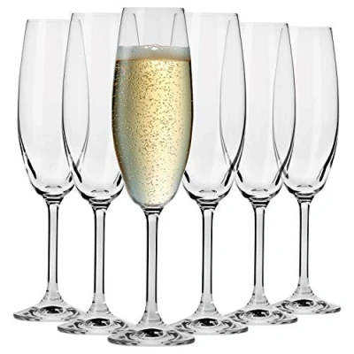 Afbeelding van Krosno Champagne kristalglas Set van 6 200 ml Venezia collectie Perfect voor thuis, restaurants, feestjes Vaatwasmachinebestendig