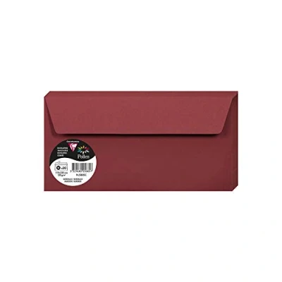 Afbeelding van Clairefontaine 5885C, verpakking met 20 zelfklevende enveloppen, formaat DL, 11 x 22 cm, 120 g/m², kleur: bordeaux, uitnodiging voor evenementen en overeenkomst, Pollen serie, glad papier van hoge