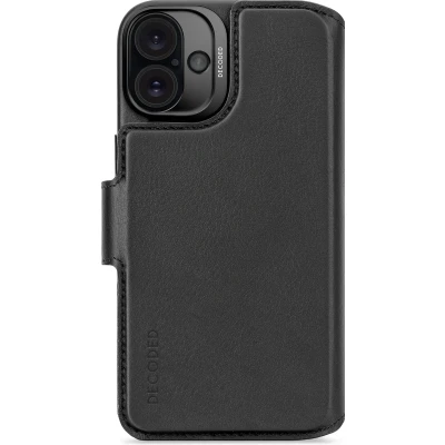 Afbeelding van DECODED Leren Detachable Wallet Case voor iPhone 16 Plus 2 in 1 Magnetisch Afneembaar Hoesje met Pasjeshouder Premium ECCO Leer Geschikt MagSafe Zwart