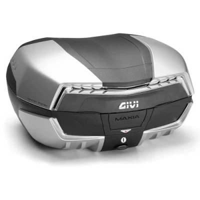 Afbeelding van GIVI Monokey Kofferbaksysteem V58NT MAXIA 5 TECH voor motorscooter, 2 helmen 58 liter, TOPCASE achter, zwart, met transparante reflector en vier aluminium gelakte schelpen