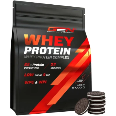 Afbeelding van German Elite Nutrition Whey Protein Complex Cookies &amp; Cream 1kg Hoogwaardige Eiwitten Rijk aan BCAA&#039;s Gemakkelijk Mengbaar