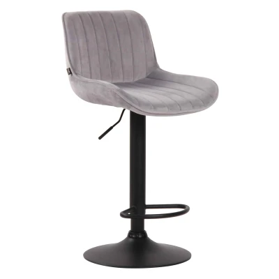 Afbeelding van Barkruk Mandal Velvet Zwart Frame Grijs