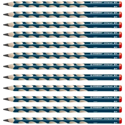 Afbeelding van STABILO EASYgraph Ergonomische driehoekige potloden, voor rechtshandigen, hardheid 2B, petrol, 12 stuks