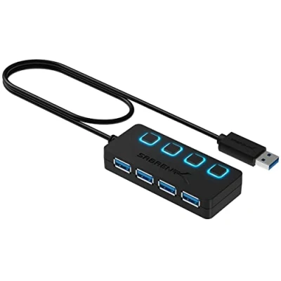 Afbeelding van Sabrent 4 poorts USB 3.0 hub met individuele schakelaar en bedrijfsaanduiding (HB UM43)