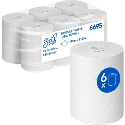 Afbeelding van Handdoekrol Scott Essential Slimroll 1 laags 190m wit 6695