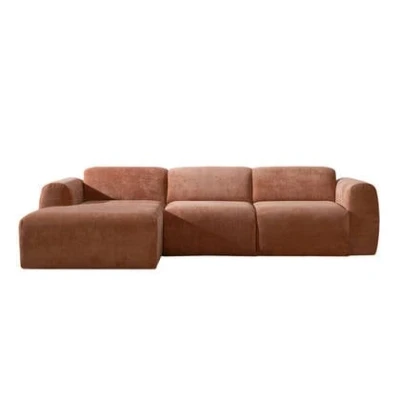 Afbeelding van Bronx71 Hoekbank Maine gemêleerde stof terracotta links