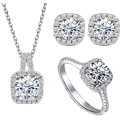 Afbeelding van Mpariz 3 Delige Set Ketting Oorbellen Ring met Diamonds