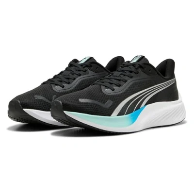 Afbeelding van Puma Pounce Lite Hardloopschoenen voor op de weg, uniseks, Black Mint Melt Speed Blue