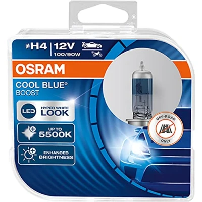 Afbeelding van Osram Halogeenlamp H4 12V 90/100W Wit/IJsblauw 5000K Intens Cool Blue Boost Set 2 stuks