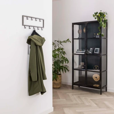 Afbeelding van Hoyz Kapstok Industrieel met 9 haken Grijs Wandkapstok 50cm