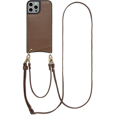 Afbeelding van Selencia Nova Telefoonhoes met Koord en Pashouder voor de iPhone 15 Pro Mocha Brown